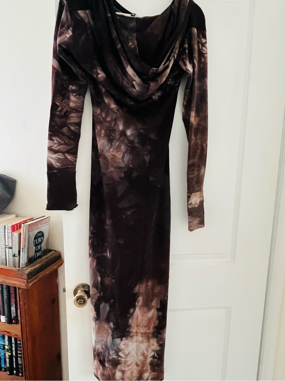 Sinew Moon long burgundy hooded hully gully dress XS